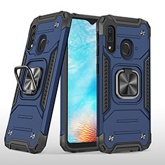 Funda Bumper Silicona y Plastico Mate Carcasa con Magnetico Anillo de dedo Soporte MQ1 para Samsung Galaxy A20e Azul