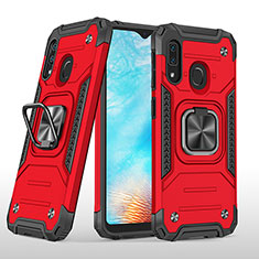 Funda Bumper Silicona y Plastico Mate Carcasa con Magnetico Anillo de dedo Soporte MQ1 para Samsung Galaxy A20e Rojo