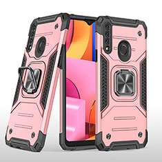 Funda Bumper Silicona y Plastico Mate Carcasa con Magnetico Anillo de dedo Soporte MQ1 para Samsung Galaxy A20s Oro Rosa