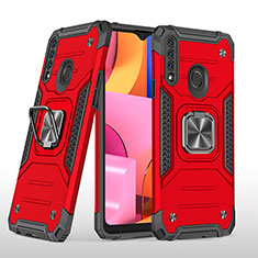 Funda Bumper Silicona y Plastico Mate Carcasa con Magnetico Anillo de dedo Soporte MQ1 para Samsung Galaxy A20s Rojo