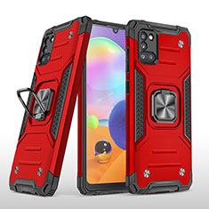 Funda Bumper Silicona y Plastico Mate Carcasa con Magnetico Anillo de dedo Soporte MQ1 para Samsung Galaxy A31 Rojo