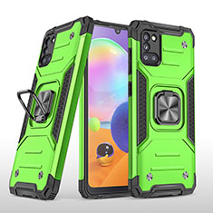 Funda Bumper Silicona y Plastico Mate Carcasa con Magnetico Anillo de dedo Soporte MQ1 para Samsung Galaxy A31 Verde