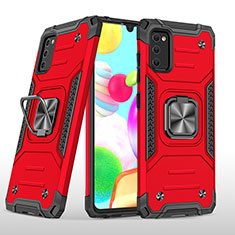 Funda Bumper Silicona y Plastico Mate Carcasa con Magnetico Anillo de dedo Soporte MQ1 para Samsung Galaxy A41 Rojo