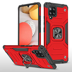 Funda Bumper Silicona y Plastico Mate Carcasa con Magnetico Anillo de dedo Soporte MQ1 para Samsung Galaxy A42 5G Rojo