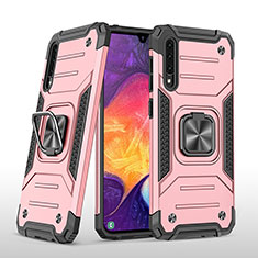 Funda Bumper Silicona y Plastico Mate Carcasa con Magnetico Anillo de dedo Soporte MQ1 para Samsung Galaxy A50 Oro Rosa
