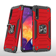 Funda Bumper Silicona y Plastico Mate Carcasa con Magnetico Anillo de dedo Soporte MQ1 para Samsung Galaxy A50 Rojo