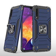 Funda Bumper Silicona y Plastico Mate Carcasa con Magnetico Anillo de dedo Soporte MQ1 para Samsung Galaxy A50S Azul