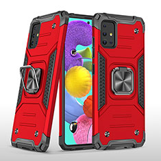 Funda Bumper Silicona y Plastico Mate Carcasa con Magnetico Anillo de dedo Soporte MQ1 para Samsung Galaxy A51 4G Rojo