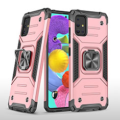 Funda Bumper Silicona y Plastico Mate Carcasa con Magnetico Anillo de dedo Soporte MQ1 para Samsung Galaxy A51 5G Oro Rosa