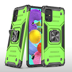 Funda Bumper Silicona y Plastico Mate Carcasa con Magnetico Anillo de dedo Soporte MQ1 para Samsung Galaxy A51 5G Verde