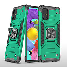 Funda Bumper Silicona y Plastico Mate Carcasa con Magnetico Anillo de dedo Soporte MQ1 para Samsung Galaxy A51 5G Verde Noche