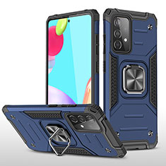 Funda Bumper Silicona y Plastico Mate Carcasa con Magnetico Anillo de dedo Soporte MQ1 para Samsung Galaxy A52 4G Azul