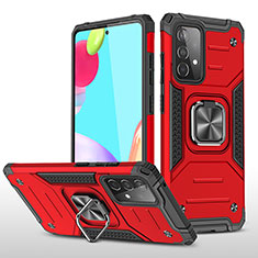 Funda Bumper Silicona y Plastico Mate Carcasa con Magnetico Anillo de dedo Soporte MQ1 para Samsung Galaxy A52 5G Rojo