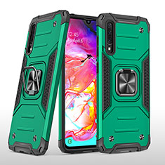 Funda Bumper Silicona y Plastico Mate Carcasa con Magnetico Anillo de dedo Soporte MQ1 para Samsung Galaxy A70S Verde Noche