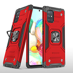 Funda Bumper Silicona y Plastico Mate Carcasa con Magnetico Anillo de dedo Soporte MQ1 para Samsung Galaxy A71 4G A715 Rojo