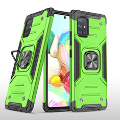 Funda Bumper Silicona y Plastico Mate Carcasa con Magnetico Anillo de dedo Soporte MQ1 para Samsung Galaxy A71 4G A715 Verde