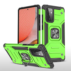 Funda Bumper Silicona y Plastico Mate Carcasa con Magnetico Anillo de dedo Soporte MQ1 para Samsung Galaxy A72 5G Verde