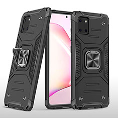 Funda Bumper Silicona y Plastico Mate Carcasa con Magnetico Anillo de dedo Soporte MQ1 para Samsung Galaxy A81 Negro