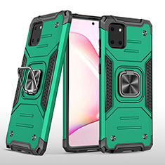 Funda Bumper Silicona y Plastico Mate Carcasa con Magnetico Anillo de dedo Soporte MQ1 para Samsung Galaxy A81 Verde Noche