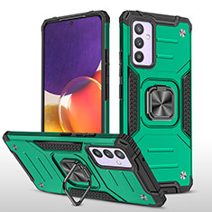 Funda Bumper Silicona y Plastico Mate Carcasa con Magnetico Anillo de dedo Soporte MQ1 para Samsung Galaxy A82 5G Verde Noche