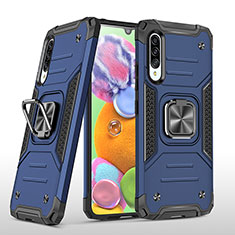 Funda Bumper Silicona y Plastico Mate Carcasa con Magnetico Anillo de dedo Soporte MQ1 para Samsung Galaxy A90 5G Azul