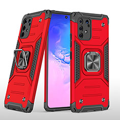 Funda Bumper Silicona y Plastico Mate Carcasa con Magnetico Anillo de dedo Soporte MQ1 para Samsung Galaxy A91 Rojo