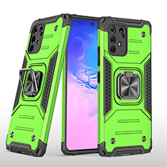 Funda Bumper Silicona y Plastico Mate Carcasa con Magnetico Anillo de dedo Soporte MQ1 para Samsung Galaxy A91 Verde