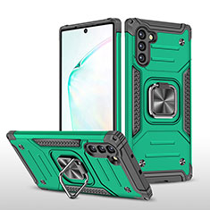 Funda Bumper Silicona y Plastico Mate Carcasa con Magnetico Anillo de dedo Soporte MQ1 para Samsung Galaxy Note 10 5G Verde Noche