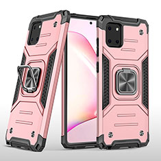 Funda Bumper Silicona y Plastico Mate Carcasa con Magnetico Anillo de dedo Soporte MQ1 para Samsung Galaxy Note 10 Lite Oro Rosa