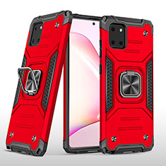 Funda Bumper Silicona y Plastico Mate Carcasa con Magnetico Anillo de dedo Soporte MQ1 para Samsung Galaxy Note 10 Lite Rojo