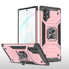 Funda Bumper Silicona y Plastico Mate Carcasa con Magnetico Anillo de dedo Soporte MQ1 para Samsung Galaxy Note 10 Plus 5G Oro Rosa