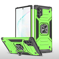 Funda Bumper Silicona y Plastico Mate Carcasa con Magnetico Anillo de dedo Soporte MQ1 para Samsung Galaxy Note 10 Plus 5G Verde