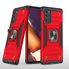 Funda Bumper Silicona y Plastico Mate Carcasa con Magnetico Anillo de dedo Soporte MQ1 para Samsung Galaxy Note 20 5G Rojo