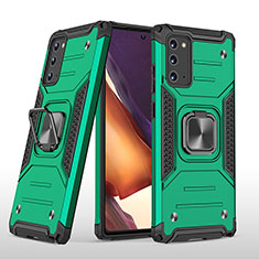 Funda Bumper Silicona y Plastico Mate Carcasa con Magnetico Anillo de dedo Soporte MQ1 para Samsung Galaxy Note 20 5G Verde Noche