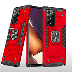 Funda Bumper Silicona y Plastico Mate Carcasa con Magnetico Anillo de dedo Soporte MQ1 para Samsung Galaxy Note 20 Ultra 5G Rojo