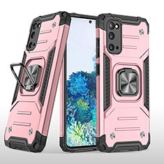 Funda Bumper Silicona y Plastico Mate Carcasa con Magnetico Anillo de dedo Soporte MQ1 para Samsung Galaxy S20 5G Oro Rosa