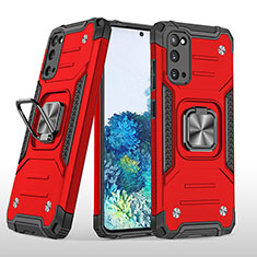 Funda Bumper Silicona y Plastico Mate Carcasa con Magnetico Anillo de dedo Soporte MQ1 para Samsung Galaxy S20 5G Rojo