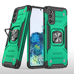 Funda Bumper Silicona y Plastico Mate Carcasa con Magnetico Anillo de dedo Soporte MQ1 para Samsung Galaxy S20 5G Verde Noche