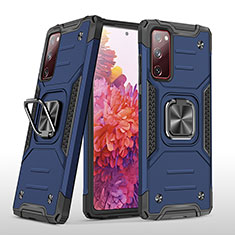 Funda Bumper Silicona y Plastico Mate Carcasa con Magnetico Anillo de dedo Soporte MQ1 para Samsung Galaxy S20 FE 5G Azul