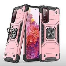 Funda Bumper Silicona y Plastico Mate Carcasa con Magnetico Anillo de dedo Soporte MQ1 para Samsung Galaxy S20 FE 5G Oro Rosa