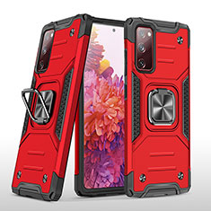 Funda Bumper Silicona y Plastico Mate Carcasa con Magnetico Anillo de dedo Soporte MQ1 para Samsung Galaxy S20 Lite 5G Rojo