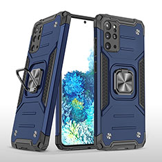 Funda Bumper Silicona y Plastico Mate Carcasa con Magnetico Anillo de dedo Soporte MQ1 para Samsung Galaxy S20 Plus 5G Azul