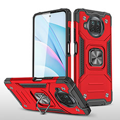 Funda Bumper Silicona y Plastico Mate Carcasa con Magnetico Anillo de dedo Soporte MQ1 para Xiaomi Mi 10i 5G Rojo