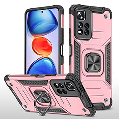 Funda Bumper Silicona y Plastico Mate Carcasa con Magnetico Anillo de dedo Soporte MQ1 para Xiaomi Mi 11i 5G (2022) Oro Rosa