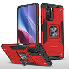 Funda Bumper Silicona y Plastico Mate Carcasa con Magnetico Anillo de dedo Soporte MQ1 para Xiaomi Mi 11X Pro 5G Rojo