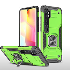 Funda Bumper Silicona y Plastico Mate Carcasa con Magnetico Anillo de dedo Soporte MQ1 para Xiaomi Mi Note 10 Lite Verde