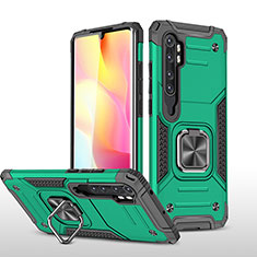 Funda Bumper Silicona y Plastico Mate Carcasa con Magnetico Anillo de dedo Soporte MQ1 para Xiaomi Mi Note 10 Lite Verde Noche