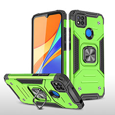 Funda Bumper Silicona y Plastico Mate Carcasa con Magnetico Anillo de dedo Soporte MQ1 para Xiaomi POCO C3 Verde