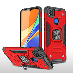 Funda Bumper Silicona y Plastico Mate Carcasa con Magnetico Anillo de dedo Soporte MQ1 para Xiaomi POCO C31 Rojo