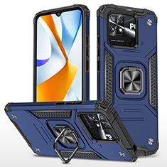 Funda Bumper Silicona y Plastico Mate Carcasa con Magnetico Anillo de dedo Soporte MQ1 para Xiaomi Poco C40 Azul